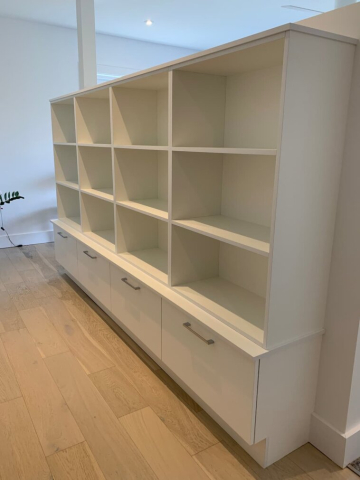 Melamine Shelves and Lower Cabinets